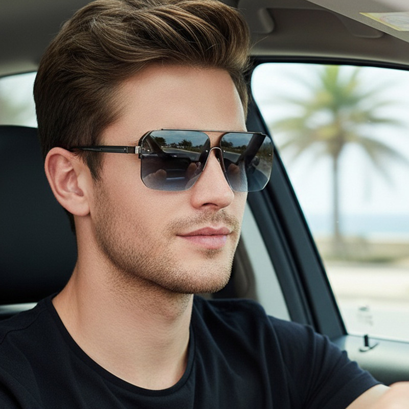 Luxury Lifestyle Store - Новые градиентные солнцезащитные очки-полуоправы для мужчин,